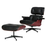 バウハウススタイルの黒いイームズ・ラウンジチェア 本革 ローズウッド