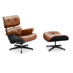 ラウンジチェア＆オットマン レザー 黒塗装木材／Charles & Ray Eames
