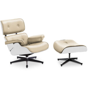 ラウンジチェア&オットマン レザー 白塗装シェル/Charles & Ray Eames - 画像 (4)