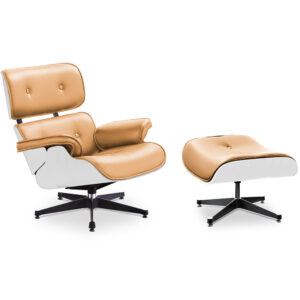 ラウンジチェア&オットマン レザー 白塗装シェル/Charles & Ray Eames - 画像 (8)