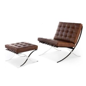 バルセロナ チェア＆オットマン ヴィンテージレザー／Mies Van Der Rohe